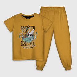 Пижама хлопковая детская Smooth Sea, цвет: горчичный