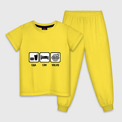 Пижама хлопковая детская Еда, сон и Volvo, цвет: желтый