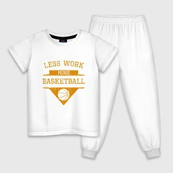 Пижама хлопковая детская Less work more Basketball, цвет: белый