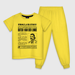 Пижама хлопковая детская RDR II: Proclamation, цвет: желтый