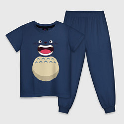 Пижама хлопковая детская Тоторо в ужасе, цвет: тёмно-синий