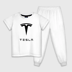 Пижама хлопковая детская TESLA Mobile, цвет: белый