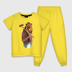 Пижама хлопковая детская Lion lumberjack, цвет: желтый