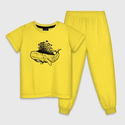 Пижама хлопковая детская Whale forest, цвет: желтый