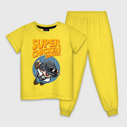 Пижама хлопковая детская Super chiken dinner, цвет: желтый