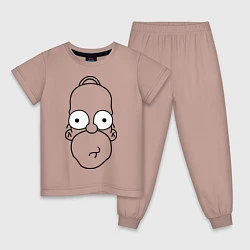 Пижама хлопковая детская Homer Face, цвет: пыльно-розовый