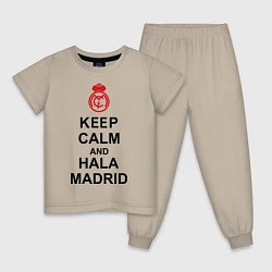 Пижама хлопковая детская Keep Calm & Hala Madrid, цвет: миндальный