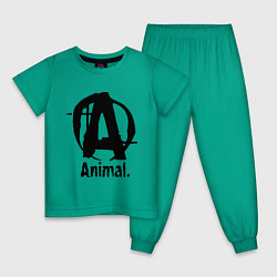 Пижама хлопковая детская Animal Logo, цвет: зеленый