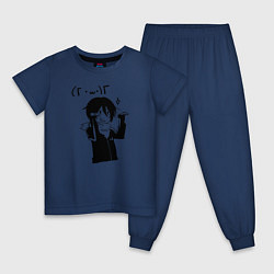 Пижама хлопковая детская Бездомный Бог, цвет: тёмно-синий