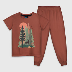 Пижама хлопковая детская Forest Adventure, цвет: кирпичный