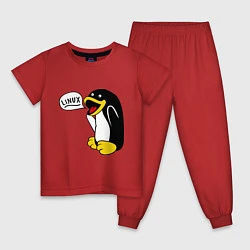 Пижама хлопковая детская Пингвин: Linux, цвет: красный