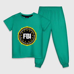 Пижама хлопковая детская FBI Departament, цвет: зеленый