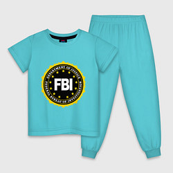 Пижама хлопковая детская FBI Departament, цвет: бирюзовый