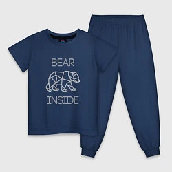 Пижама хлопковая детская Bear Inside, цвет: тёмно-синий
