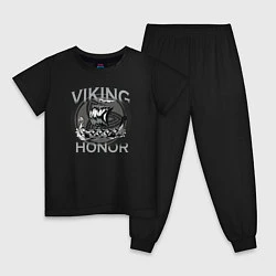 Пижама хлопковая детская Viking Honor, цвет: черный