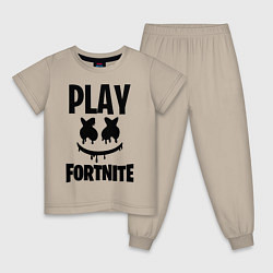 Пижама хлопковая детская Marshmello: Play Fortnite, цвет: миндальный
