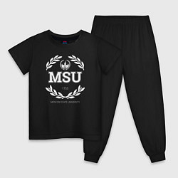 Пижама хлопковая детская MSU, цвет: черный