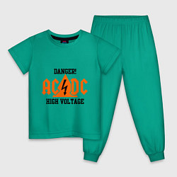 Пижама хлопковая детская AC/DC: High Voltage, цвет: зеленый