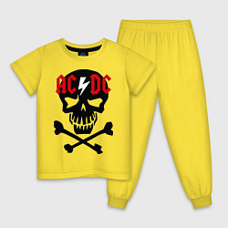 Пижама хлопковая детская AC/DC Skull, цвет: желтый
