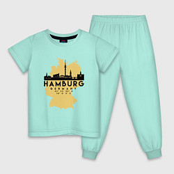 Пижама хлопковая детская Гамбург - Германия, цвет: мятный