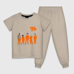 Пижама хлопковая детская Misfits Orange, цвет: миндальный