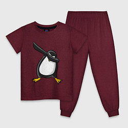 Пижама хлопковая детская DAB Pinguin, цвет: меланж-бордовый