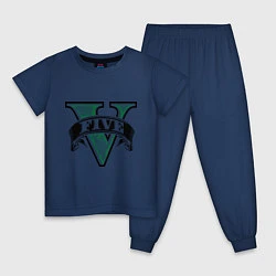 Пижама хлопковая детская GTA V: Logo, цвет: тёмно-синий