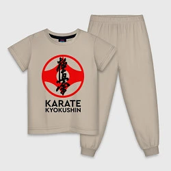Пижама хлопковая детская Karate Kyokushin, цвет: миндальный