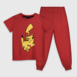 Пижама хлопковая детская Радостный Пикачуха, цвет: красный