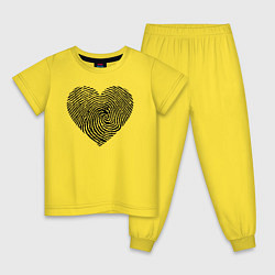 Пижама хлопковая детская След на сердце, цвет: желтый