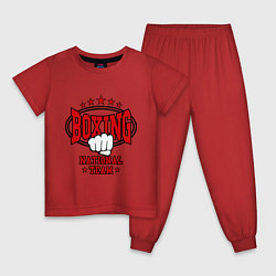 Пижама хлопковая детская Boxing national team, цвет: красный