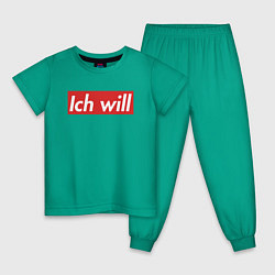 Пижама хлопковая детская Ich will, цвет: зеленый