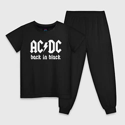 Пижама хлопковая детская ACDC BACK IN BLACK, цвет: черный