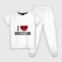 Пижама хлопковая детская I love wrestling, цвет: белый