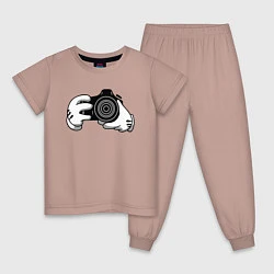 Пижама хлопковая детская Фотограф, цвет: пыльно-розовый