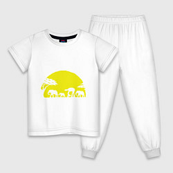 Пижама хлопковая детская Слоники на закате, цвет: белый