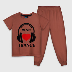 Пижама хлопковая детская Trance Music is Love, цвет: кирпичный