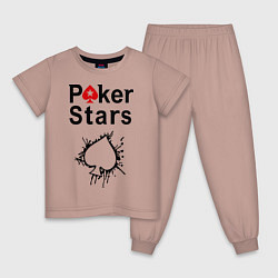 Пижама хлопковая детская Poker Stars, цвет: пыльно-розовый