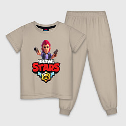 Пижама хлопковая детская BRAWL STARS COLT, цвет: миндальный