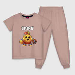 Пижама хлопковая детская Brawl Stars Spike Robot, цвет: пыльно-розовый