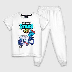 Пижама хлопковая детская BRAWL STARS 8-BIT, цвет: белый