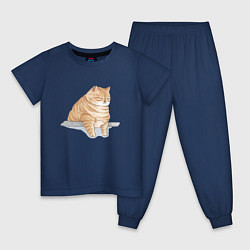 Пижама хлопковая детская Толстый Кот, цвет: тёмно-синий