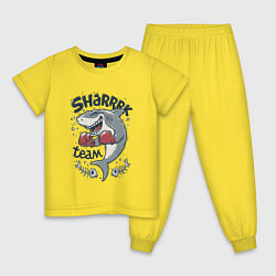 Пижама хлопковая детская Shark Team, цвет: желтый