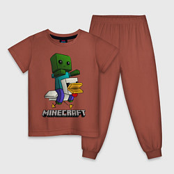 Пижама хлопковая детская MINECRAFT, цвет: кирпичный