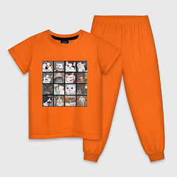 Пижама хлопковая детская Коты из мемов цвета оранжевый — фото 1