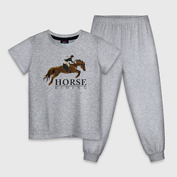 Пижама хлопковая детская HORSE RIDING, цвет: меланж