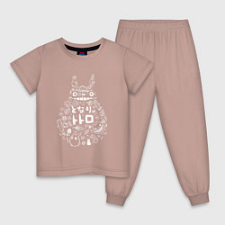 Пижама хлопковая детская Тоторо, цвет: пыльно-розовый