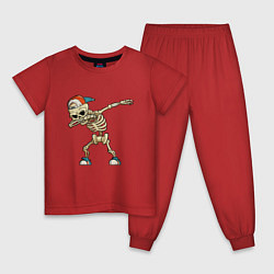 Пижама хлопковая детская Dab Skeleton, цвет: красный