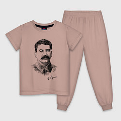 Пижама хлопковая детская Товарищ Сталин, цвет: пыльно-розовый