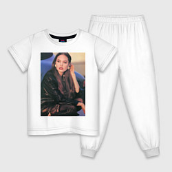 Пижама хлопковая детская Анджелина Джоли, цвет: белый